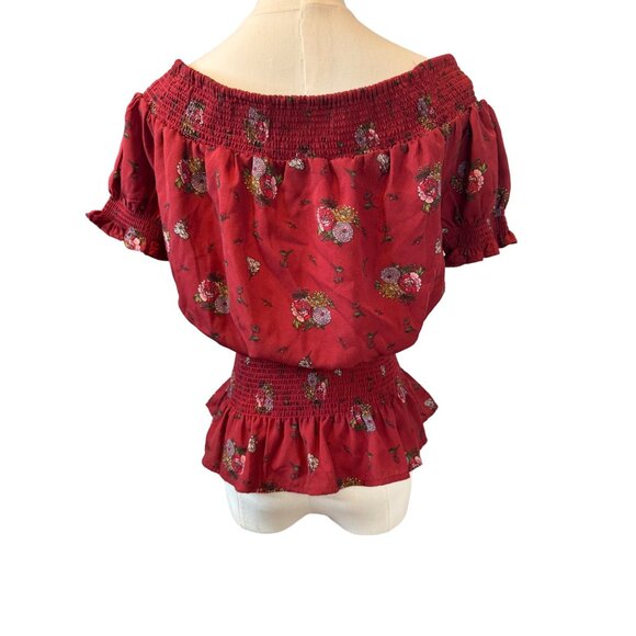 Sweet Wanderer L Floral Red Smocked Off-Shoulder or Not - Picture 5 of 11